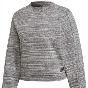LIKE NEW Adidas Cropped Heather Gray and White Striped Sweatshirt